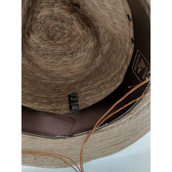 D'avila Palm Straw Black & White Rope Western Hat Made In Mexico Size 59-7 3/8 - Picture 7 of 9